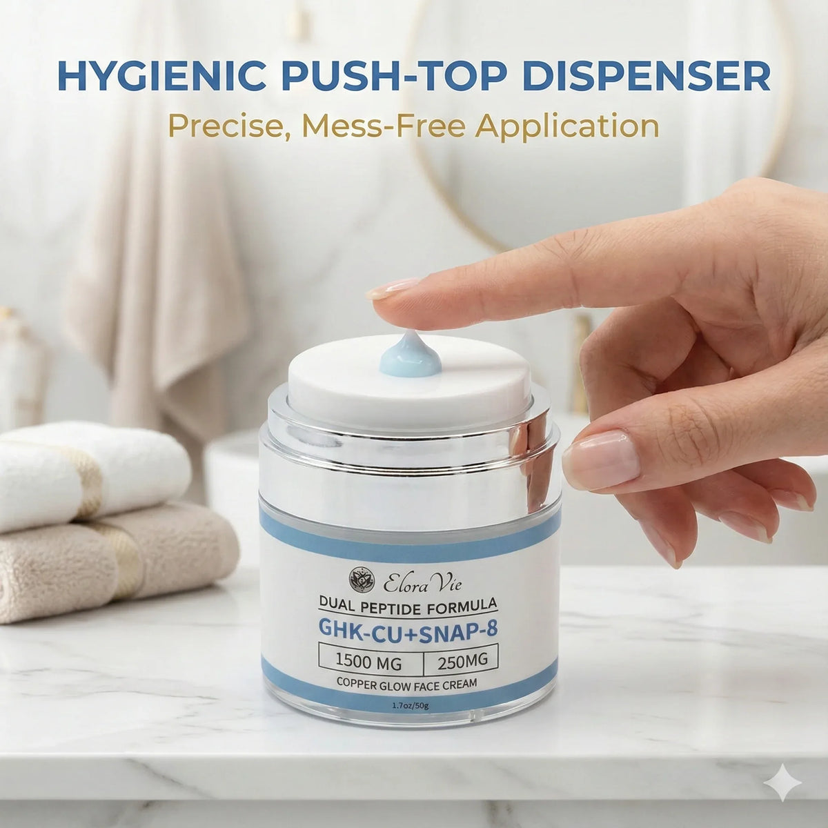Hygienic push-top dispenser for precise, mess-free application